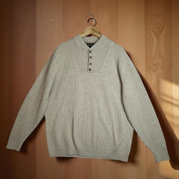 Eddie Bauer Y2K 100% Cotton Beige Sweater Size XL TALL - Picture 1 of 12